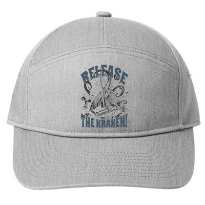 Release the Kraken, Vintage Retro hand drawn Octopus 7-Panel Snapback Hat
