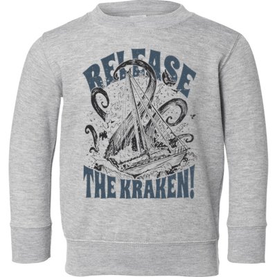 Release the Kraken, Vintage Retro hand drawn Octopus Toddler Sweatshirt