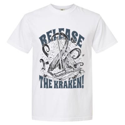 Release the Kraken, Vintage Retro hand drawn Octopus Garment-Dyed Heavyweight T-Shirt