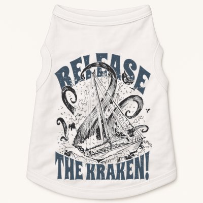 Release the Kraken, Vintage Retro hand drawn Octopus Doggie Tank
