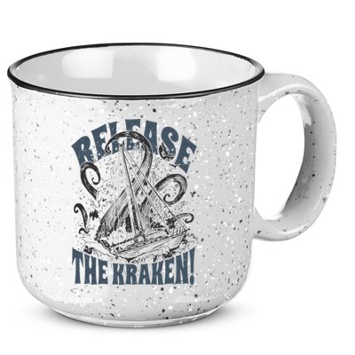 Release the Kraken, Vintage Retro hand drawn Octopus 15oz Campfire Ceramic Mug