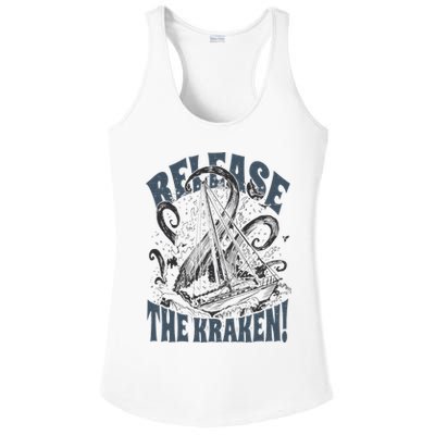 Release the Kraken, Vintage Retro hand drawn Octopus Ladies PosiCharge Competitor Racerback Tank