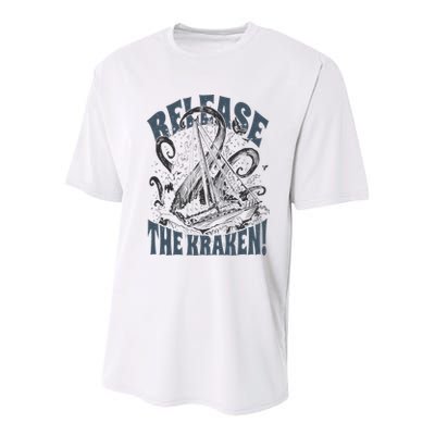 Release the Kraken, Vintage Retro hand drawn Octopus Youth Performance Sprint T-Shirt