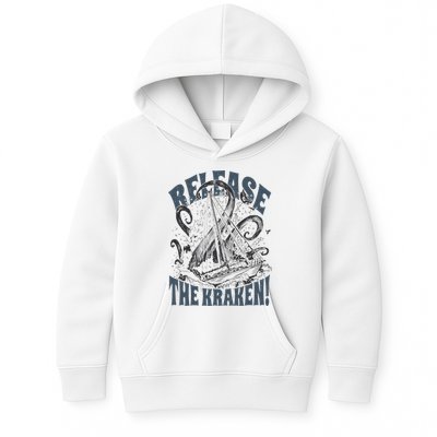 Release the Kraken, Vintage Retro hand drawn Octopus Kids Hoodie