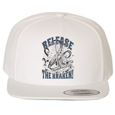 Release the Kraken, Vintage Retro hand drawn Octopus Wool Snapback Cap