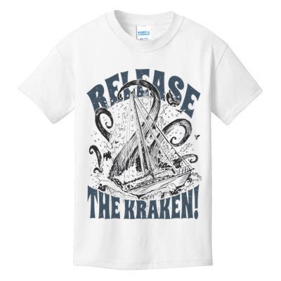 Release the Kraken, Vintage Retro hand drawn Octopus Kids T-Shirt