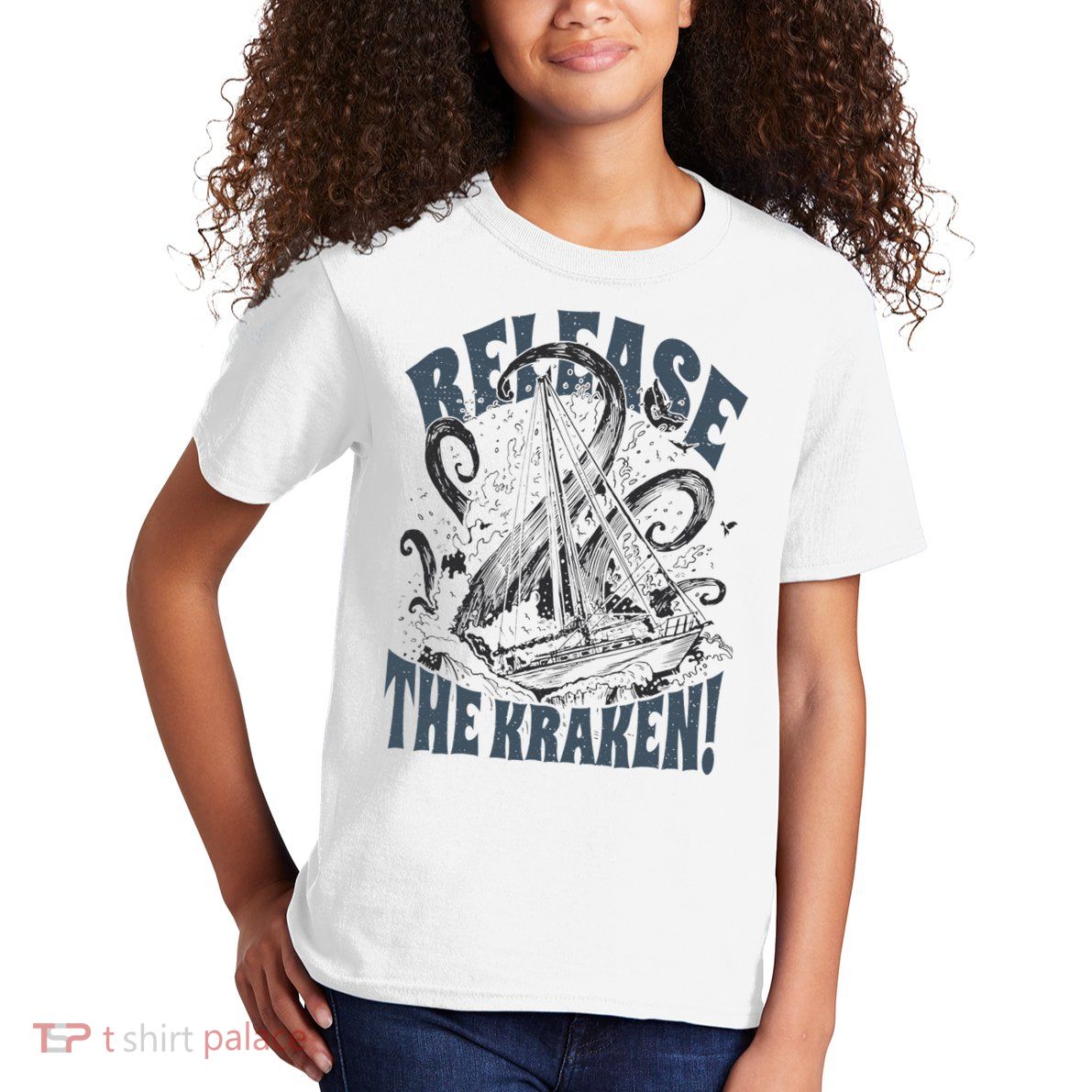 Release the Kraken, Vintage Retro hand drawn Octopus Kids T-Shirt