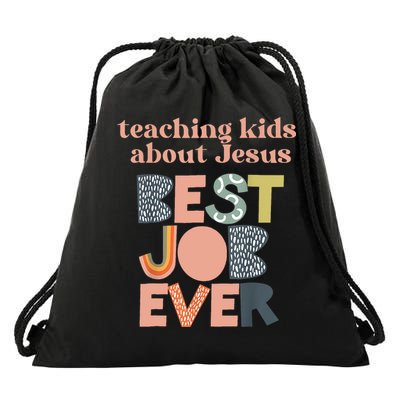 Retro Teaching Kids About Jesus Is The Best Job Ever Drawstring Bag