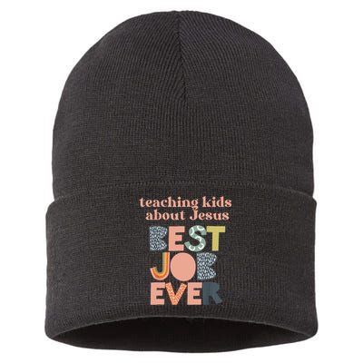 Retro Teaching Kids About Jesus Is The Best Job Ever Sustainable Knit Beanie