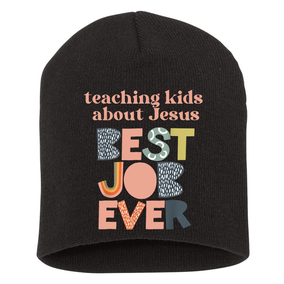 Retro Teaching Kids About Jesus Is The Best Job Ever Short Acrylic Beanie