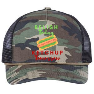 Relish Today Ketchup Tomorrow Funny Hot Dog Food Saying Gift Retro Rope Trucker Hat Cap