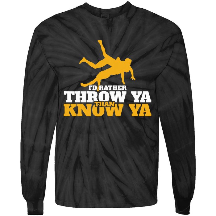 Rather Throw Know Wrestling Wrestler Tie-Dye Long Sleeve Shirt