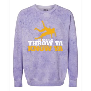 Rather Throw Know Wrestling Wrestler Colorblast Crewneck Sweatshirt