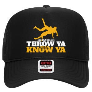 Rather Throw Know Wrestling Wrestler High Crown Mesh Back Trucker Hat