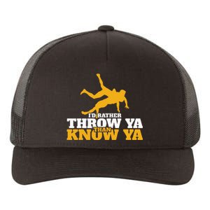 Rather Throw Know Wrestling Wrestler Yupoong Adult 5-Panel Trucker Hat