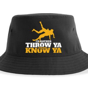 Rather Throw Know Wrestling Wrestler Sustainable Bucket Hat