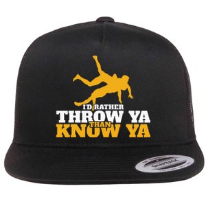 Rather Throw Know Wrestling Wrestler Flat Bill Trucker Hat