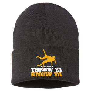 Rather Throw Know Wrestling Wrestler Sustainable Knit Beanie