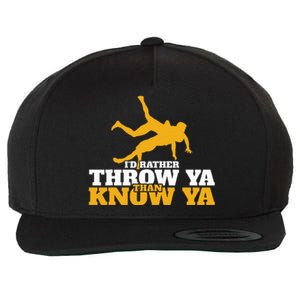 Rather Throw Know Wrestling Wrestler Wool Snapback Cap