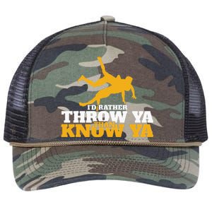 Rather Throw Know Wrestling Wrestler Retro Rope Trucker Hat Cap