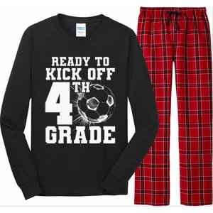 Ready To Kick Off 4th Grade First Day Of School Soccer Lover Long Sleeve Pajama Set