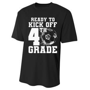 Ready To Kick Off 4th Grade First Day Of School Soccer Lover Performance Sprint T-Shirt