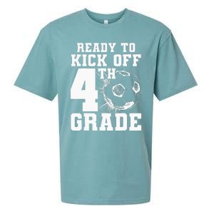 Ready To Kick Off 4th Grade First Day Of School Soccer Lover Sueded Cloud Jersey T-Shirt