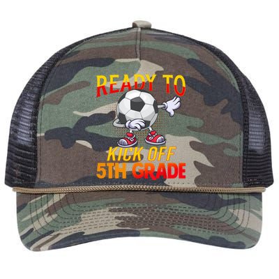 Ready To Kick Of 5th Grade Student Teacher Soccer Lover Retro Rope Trucker Hat Cap