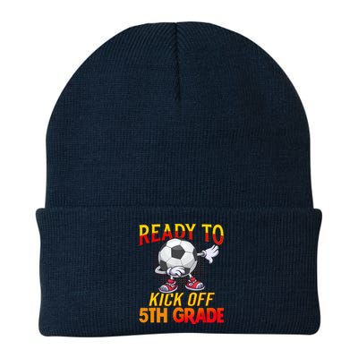 Ready To Kick Of 5th Grade Student Teacher Soccer Lover Knit Cap Winter Beanie