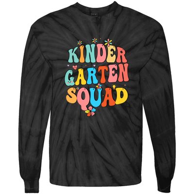 Retro Team Kindergarten Squad Tee Teacher Back To School Tie-Dye Long Sleeve Shirt