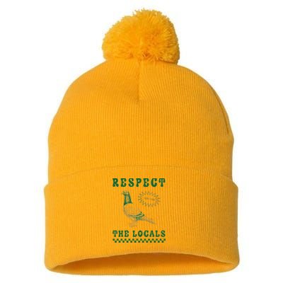 Respect The Local Pigeon Funny Retro Silly Pigeons Lover Pom Pom 12in Knit Beanie