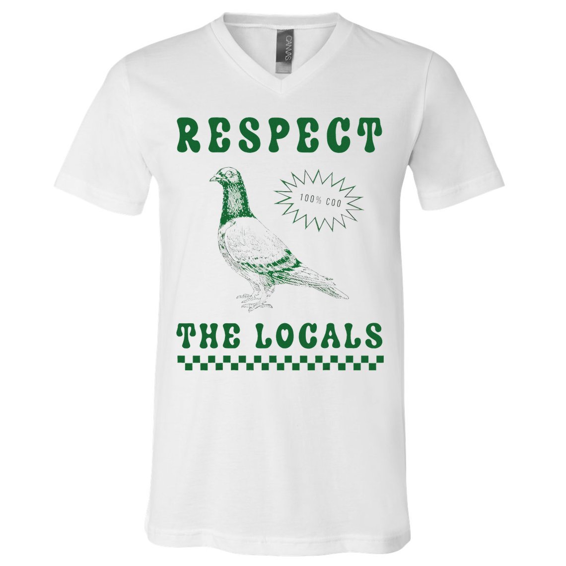 Respect The Local Pigeon Funny Retro Silly Pigeons Lover V-Neck T-Shirt