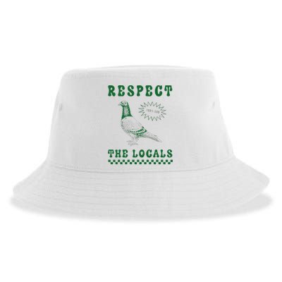 Respect The Local Pigeon Funny Retro Silly Pigeons Lover Sustainable Bucket Hat