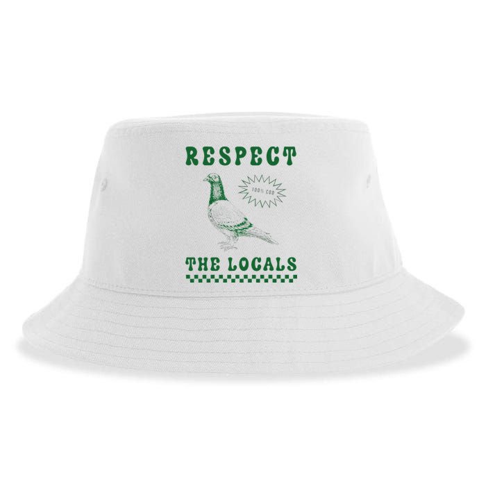 Respect The Local Pigeon Funny Retro Silly Pigeons Lover Sustainable Bucket Hat
