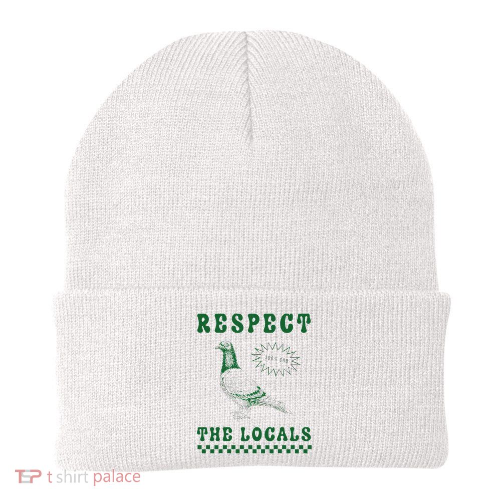 Respect The Local Pigeon Funny Retro Silly Pigeons Lover Beanie