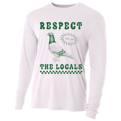 Respect The Local Pigeon Funny Retro Silly Pigeons Lover Cooling Performance Long Sleeve Crew