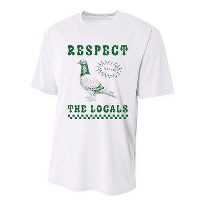 Respect The Local Pigeon Funny Retro Silly Pigeons Lover Youth Performance Sprint T-Shirt