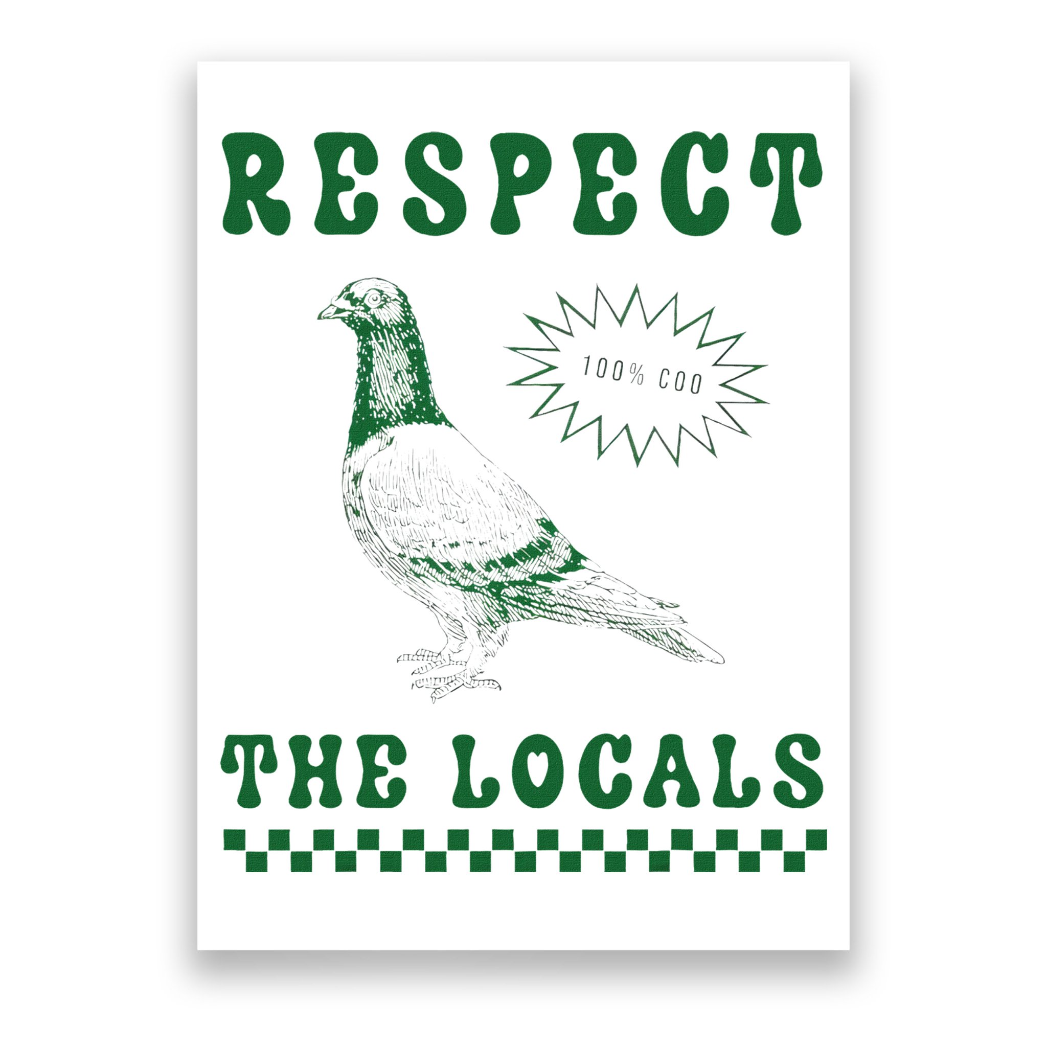Respect The Local Pigeon Funny Retro Silly Pigeons Lover Poster