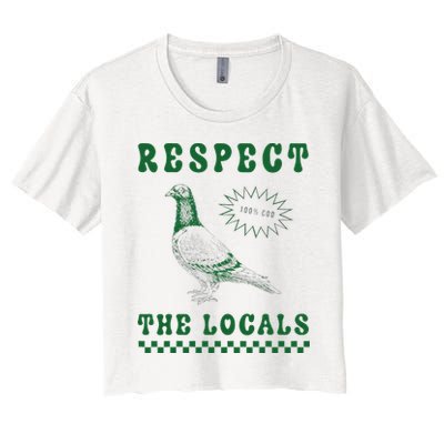 Respect The Local Pigeon Funny Retro Silly Pigeons Lover Crop Top