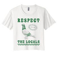 Respect The Local Pigeon Funny Retro Silly Pigeons Lover Crop Top
