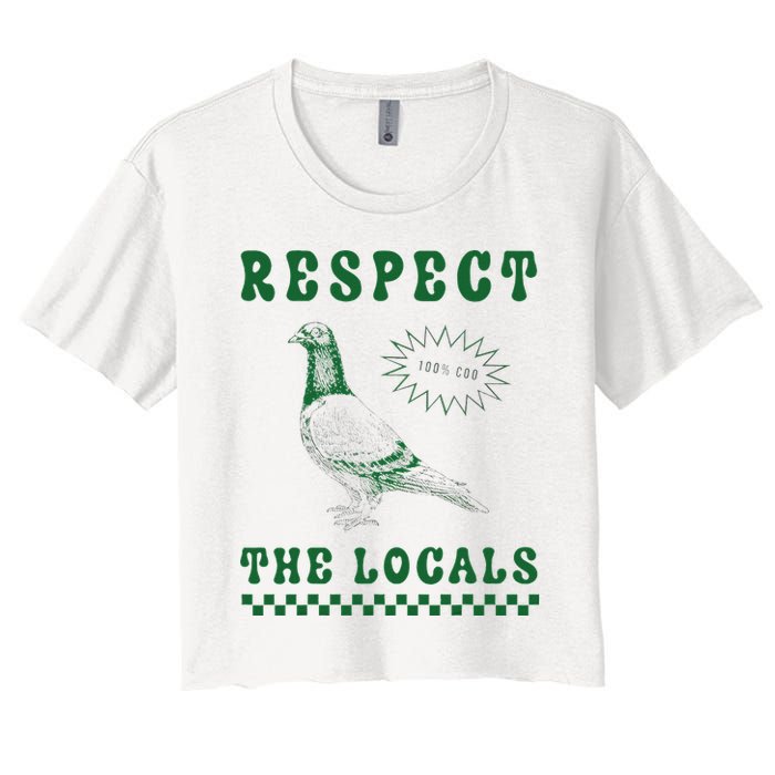 Respect The Local Pigeon Funny Retro Silly Pigeons Lover Crop Top
