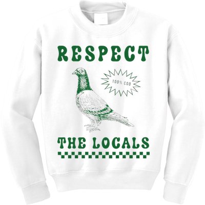 Respect The Local Pigeon Funny Retro Silly Pigeons Lover Kids Sweatshirt