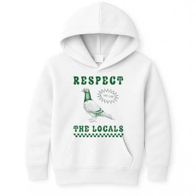 Respect The Local Pigeon Funny Retro Silly Pigeons Lover Kids Hoodie