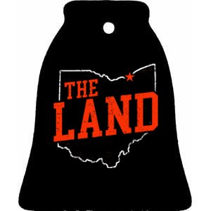 Retro The Land Cleveland Ohio Travel Souvenir Ceramic Bell Ornament