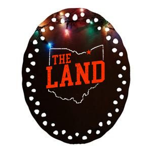 Retro The Land Cleveland Ohio Travel Souvenir Ceramic Oval Ornament