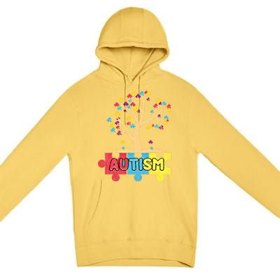 Retro Tree Life Autism Awareness Month Family Matching Gift Premium Pullover Hoodie