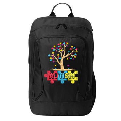 Retro Tree Life Autism Awareness Month Family Matching Gift City Backpack