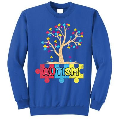 Retro Tree Life Autism Awareness Month Family Matching Gift Sweatshirt