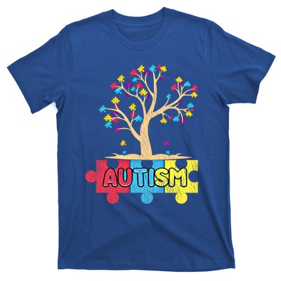 Retro Tree Life Autism Awareness Month Family Matching Gift T-Shirt