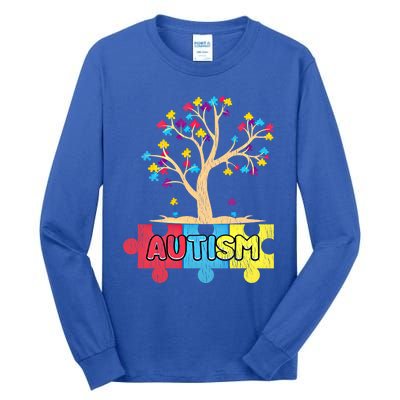 Retro Tree Life Autism Awareness Month Family Matching Gift Tall Long Sleeve T-Shirt